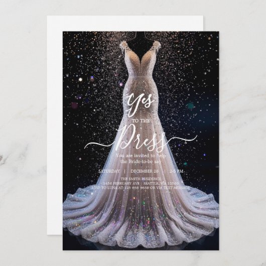 Bruidszeg Ja op de Jurk Uitnodiging (Voorkant / Achterkant)
