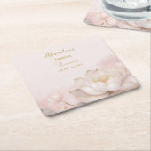Bruikbaar Bruidsuitnodiging Roze Lotus Nr 8 Kartonnen Onderzetters (Schuin)