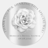 Bruiloft 16e Dank Roos Grijs Zilver Ronde Sticker (Voorkant)