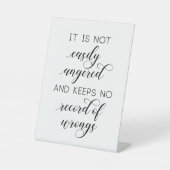 Bruiloft '1 Korintiërs 13' niet gemakkelijk boos Reclamebord Met Voetstuk (Voorkant)