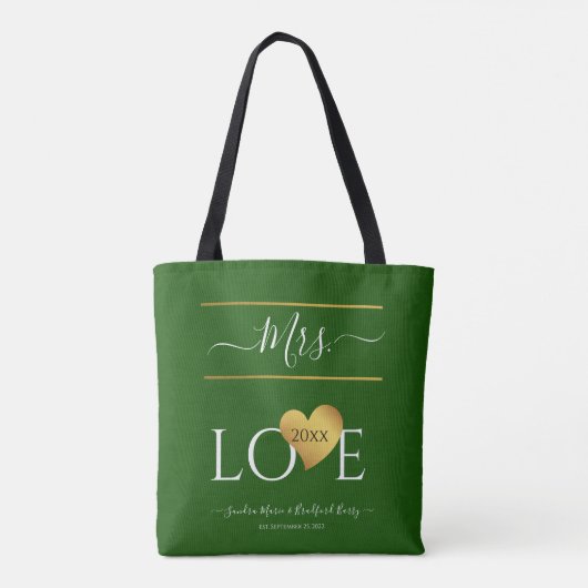 Bruiloft 1e eerste Kerstmis Naam Mrs. Large Chris Tote Bag (Achterkant)
