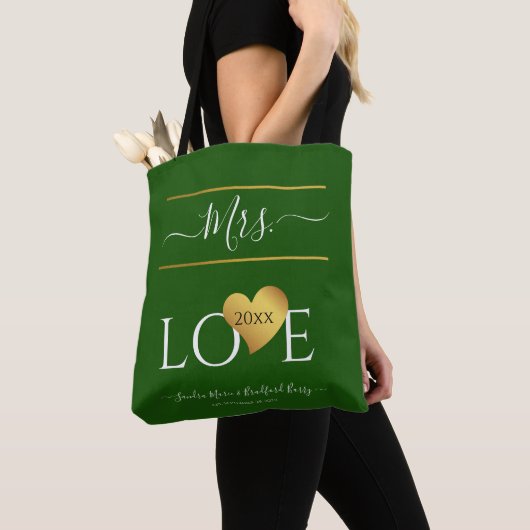 Bruiloft 1e eerste Kerstmis Naam Mrs. Large Chris Tote Bag (Dichtbij)