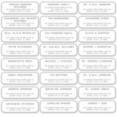 Bruiloft 24 gastadres AFGERONDE witte labels (Voorkant)