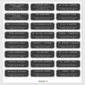 Bruiloft 24 gastadres AFGERONDE zwarte labels (Vel)