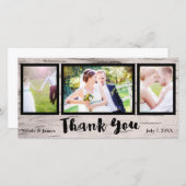 Bruiloft 3 foto Afbeelding rustieke berk dank u Bedankkaart (Voorkant / Achterkant)