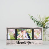 Bruiloft 3 foto Afbeelding rustieke berk dank u Bedankkaart (Staand voorkant)