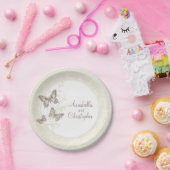 Bruiloft 3 inkt vlinders crème wit papier bord (Feest)