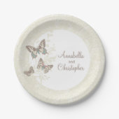 Bruiloft 3 inkt vlinders crème wit papier bord (Voorkant)
