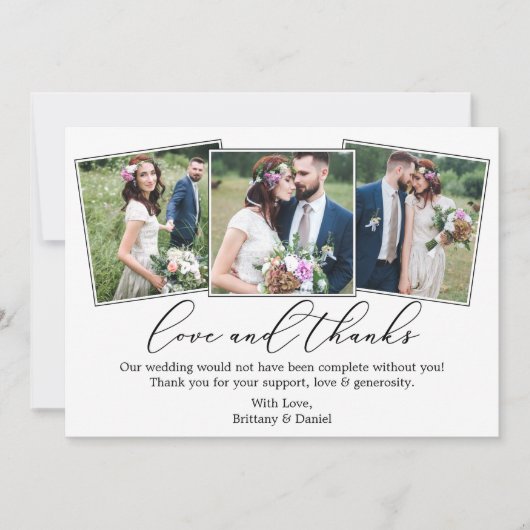 Bruiloft 4 foto Moderne minimalistische kalligrafi Bedankkaart (Voorkant)