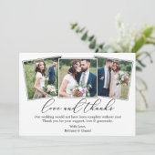 Bruiloft 4 foto Moderne minimalistische kalligrafi Bedankkaart (Staand voorkant)