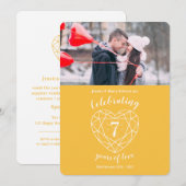 Bruiloft 7 jaar gele saphir foto feest kaart (Voorkant / Achterkant)