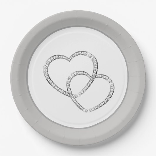 Bruiloft 9" Papier Borden-twee harten Papieren Bordje (Voorkant)