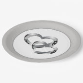 Bruiloft 9" Papier Borden-twee harten Papieren Bordje (Gekanteld)