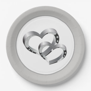 Bruiloft 9" Papier Borden-twee harten Papieren Bordje