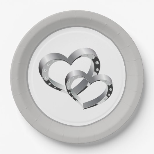 Bruiloft 9" Papier Borden-twee harten Papieren Bordje (Voorkant)