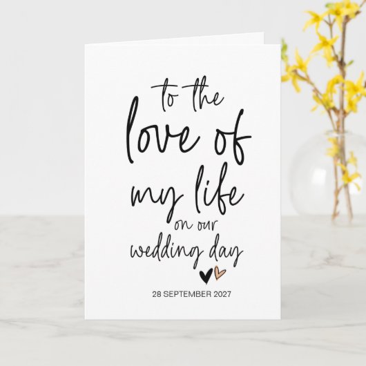 Bruiloft aan de liefde van mijn leven van bruid to kaart (Gele Bloem)