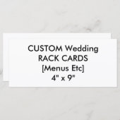 Bruiloft Aangepast menu & Programma Kaarten 4" x 9 (Voorkant / Achterkant)