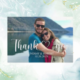 Bruiloft aangepaste foto modern ontspannen dank u informatiekaartje