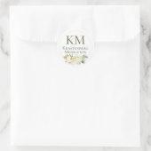 Bruiloft Aangepaste naam Monogram Wit Cream Groen Ronde Sticker (Tas)