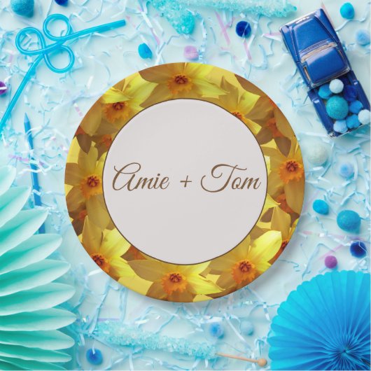 Bruiloft Aangepaste papier borden, gele narcissen Papieren Bordje (Feest)