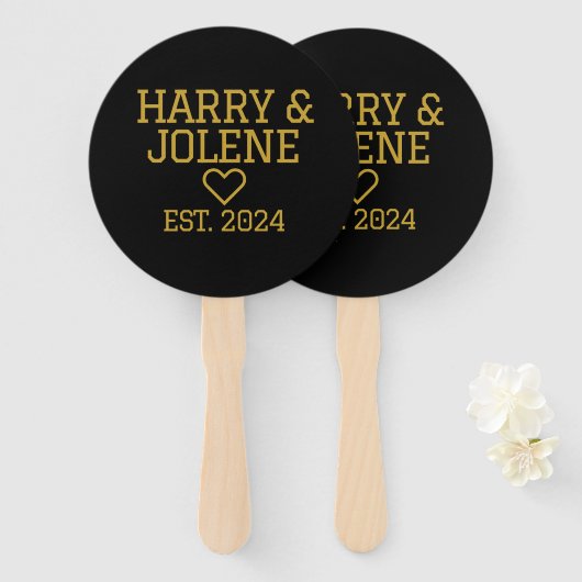 Bruiloft Aangepaste vastgestelde datum Handwaaier (Voorkant en achterkant)