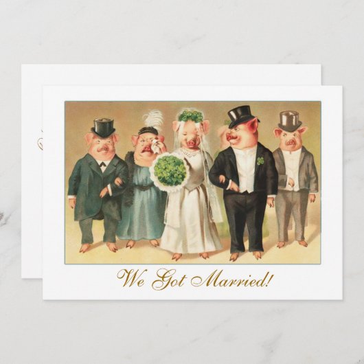 Bruiloft Aankondiging met Formele Varken Bruids Pa (Voorkant / Achterkant)