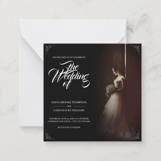 Bruiloft aankondiging met staande bruid - Classic (Voorkant)