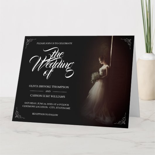 Bruiloft aankondiging met staande bruid - Classic (Voorkant)