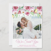 Bruiloft Aankondiging Roze Waterverf Bloemen (Voorkant)