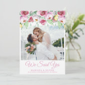 Bruiloft Aankondiging Roze Waterverf Bloemen (Staand voorkant)