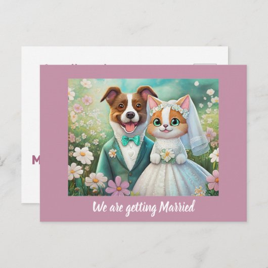 Bruiloft Aankondiging Save the Date Sjabloon Briefkaart (Voorkant / Achterkant)