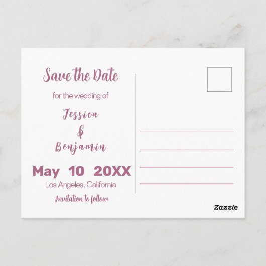 Bruiloft Aankondiging Save the Date Sjabloon Briefkaart (Achterkant)