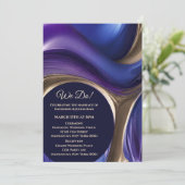 Bruiloft-Abstract Fluid Art-Blue Paarse en Gold- Kaart (Staand voorkant)