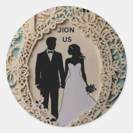 Bruiloft abstract paar ingewikkelde kunst ronde sticker