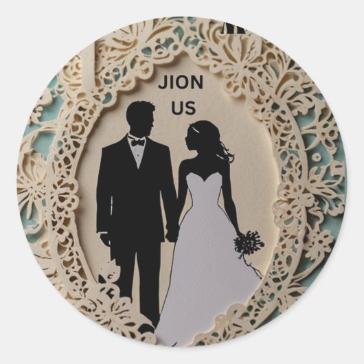 Bruiloft abstract paar ingewikkelde kunst ronde sticker (Voorkant)