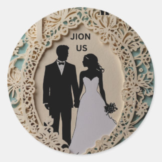 Bruiloft abstract paar ingewikkelde kunst ronde sticker