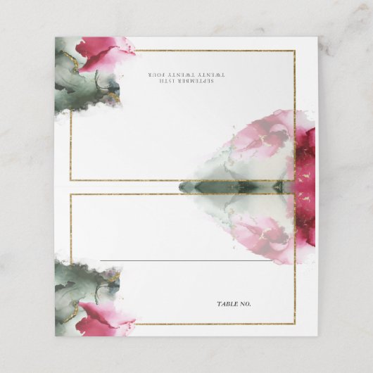 Bruiloft | Abstracte Crimson Sage Fluid Art Plaatskaartje (Buitenkant ongevouwen)