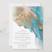 Bruiloft | Abstracte gemarmerde alcoholinkt Kaart (Voorkant)