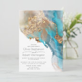 Bruiloft | Abstracte gemarmerde alcoholinkt Kaart (Staand voorkant)