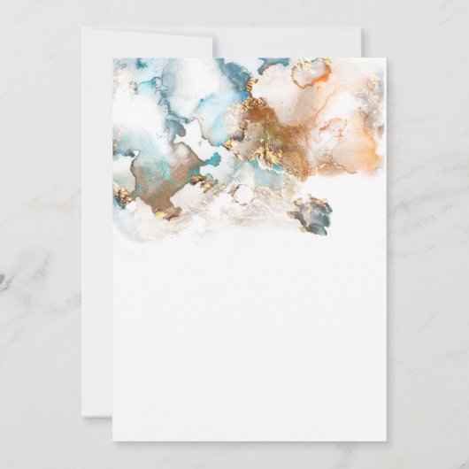 Bruiloft | Abstracte gemarmerde alcoholinkt Kaart (Achterkant)