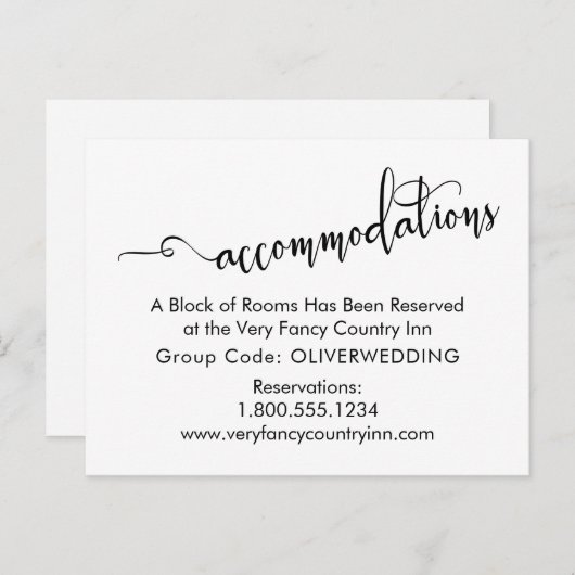 Bruiloft Accommodaties Typografie Behuizing Kaart (Voorkant / Achterkant)