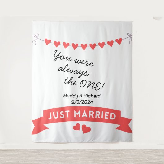 Bruiloft achtergrond banner. Jij was altijd de ONE Wandkleed (Voorkant)