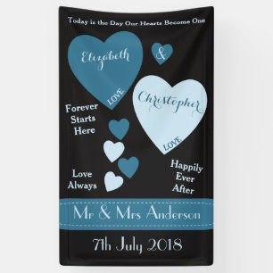 Bruiloft Achtergrond Blauw en zwart met liefde har Spandoek