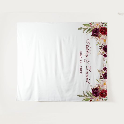 Bruiloft Achtergrond Foto Booth Prop Bourgondië Fl Wandkleed (Voorkant (horizontaal))