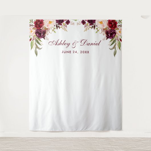 Bruiloft Achtergrond Foto Booth Prop Bourgondië Fl Wandkleed (Voorkant)