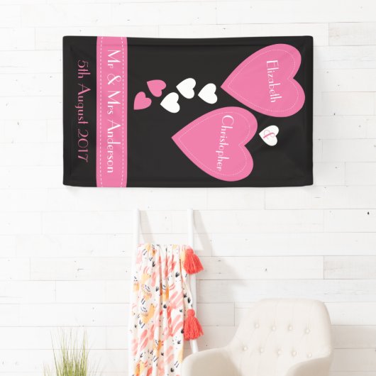 Bruiloft Achtergrond / Fotocabine Zwart & Roze har Spandoek (Insitu)