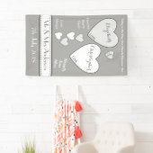 Bruiloft Achtergrond grijs en wit met liefdesharte Spandoek (Insitu)