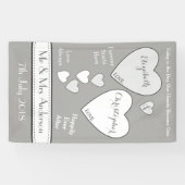 Bruiloft Achtergrond grijs en wit met liefdesharte Spandoek (Horizontaal)