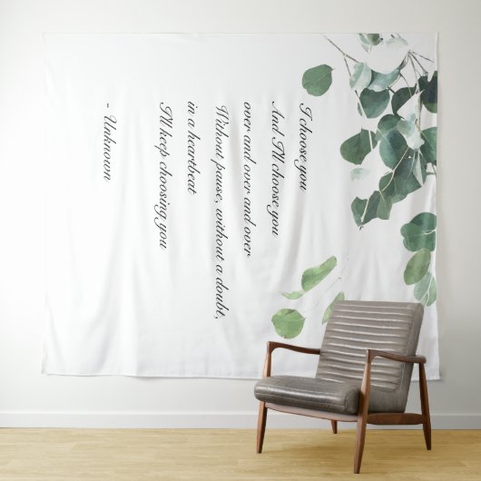 Bruiloft achtergrond wandtapijt waterverf eucalypt wandkleed (In Situ (horizontaal))