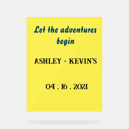 Bruiloft Acryl Teken met gele kleur achtergrond Acryl Bord (Voorkant)